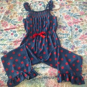 Back to School Apple Print Pant Romper